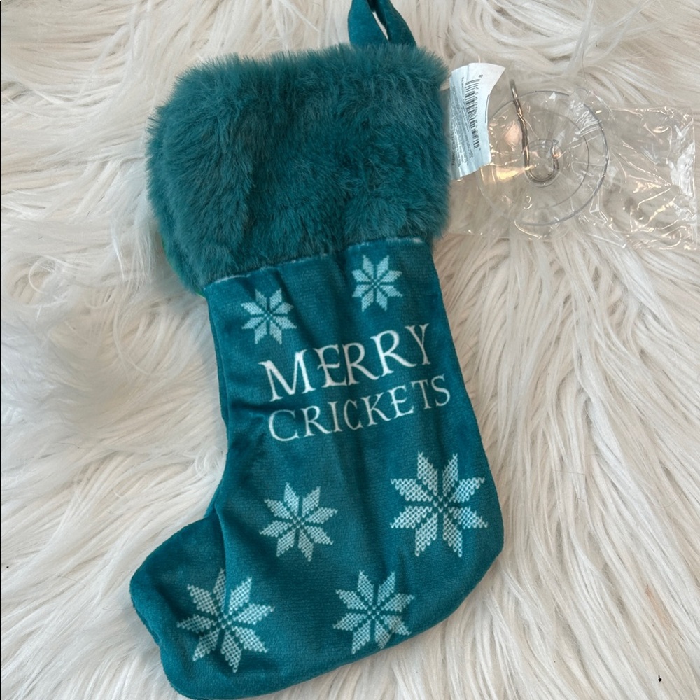 Teal Pet Christmas Stocking with Snowflakes
